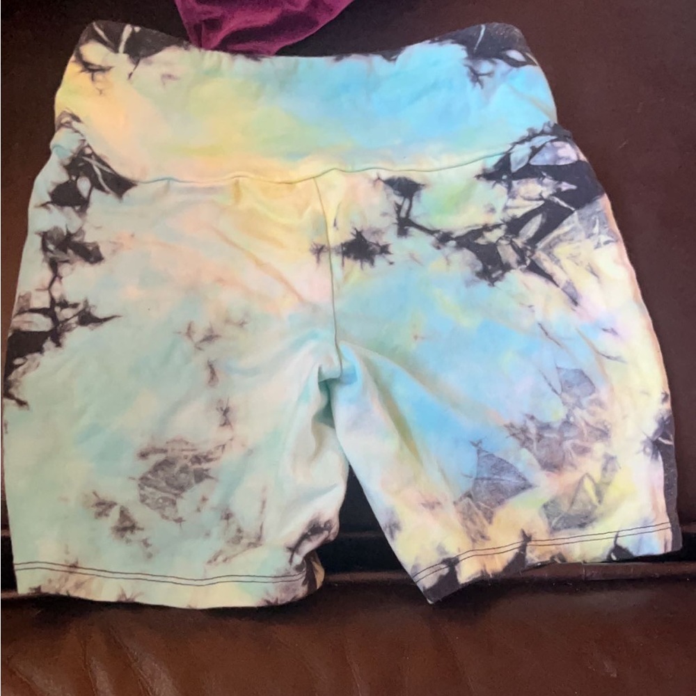 Blue neon green and black little biker shorts
